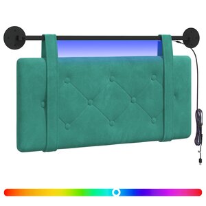 vidaXL Tête de lit suspendue Avec lumière LED Turquoise Velours
