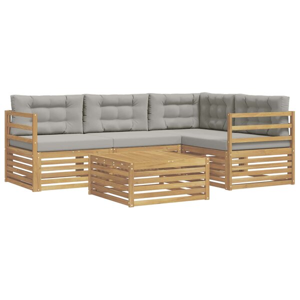 vidaXL Ensemble de canapés d'extérieur 5 pc Blanc et gris clair