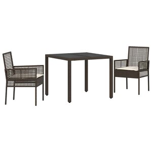 vidaXL Ensemble de salle à manger pour jardin 3 Pièces Marron polyrotin