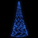 vidaXL Sapin de Noël sur mât de drapeau 200 LED Bleues 180 cm