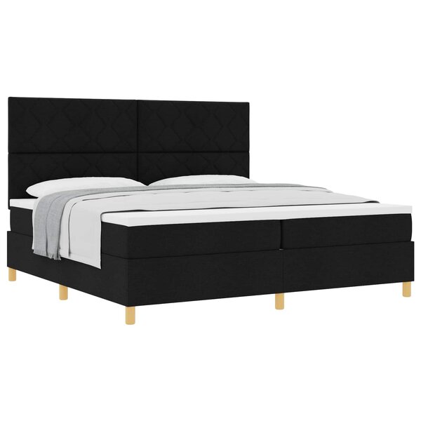 vidaXL Lit à ressorts avec matelas Noir 200 x 200 cm tissu