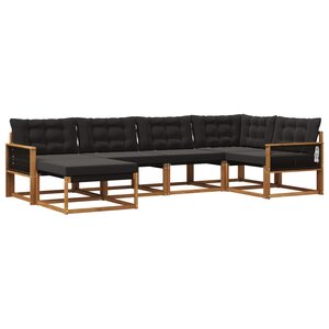 vidaXL Ensemble de canapés d'extérieur 6 Pièces Naturel et noir