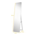 Miroir autoportant rectangulaire pleine longueur cadre en bois massif 160 x 37cm blanc 20_0008907