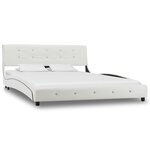 vidaXL Lit avec matelas Blanc Similicuir 140 x 200 cm