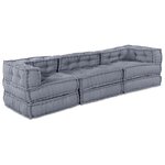 Sofa Pouffe Modulaire 3 Places Convertible en Tissu Gris vidaXL