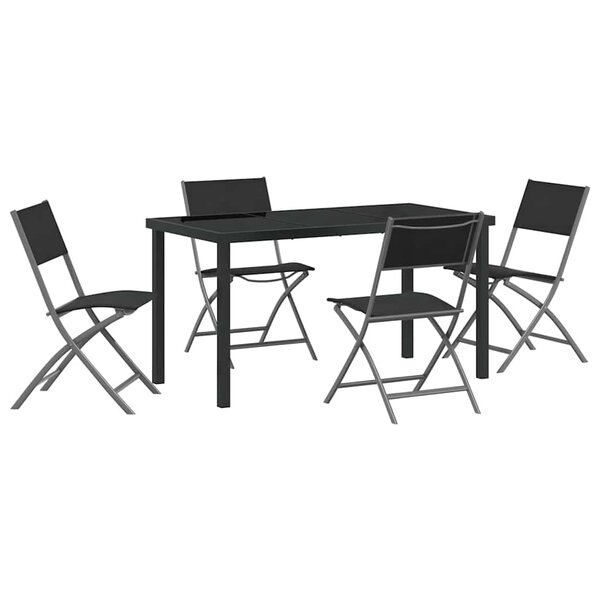vidaXL Ensemble de salle à manger pour jardin 5 Pièces Noir