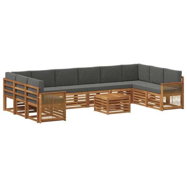 vidaXL Ensemble de canapés d'extérieur 8 Pièces Naturel et Anthracite