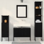 vidaXL 4 pièces de meubles de salle de bain en chêne noir et bois reconstitué