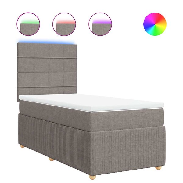 vidaXL Sommier à lattes de lit avec matelas Taupe 90x200 cm Tissu