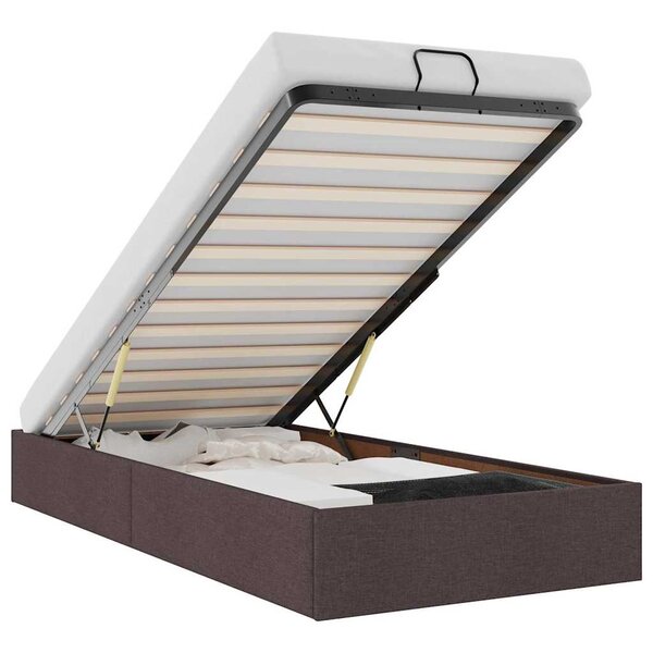 vidaXL Cadre de lit ottoman sans matelas marron foncé 90x200 cm tissu