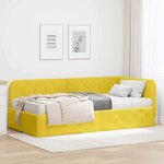 vidaXL Cadre de lit d'angle avec matelas Jaune 90 x 190 cm Velours