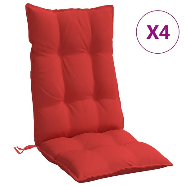 vidaXL Coussins de chaise à dossier haut lot de 4 rouge tissu oxford