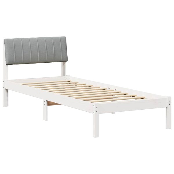 vidaXL Cadre de lit Blanc et gris clair 80 x 200 cm Bois massif en pin