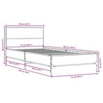 vidaXL Cadre de lit chêne marron 75x190 cm bois d'ingénierie et métal