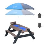 AXI Table de pique-nique à sable et eau et parasol Anthracite et gris
