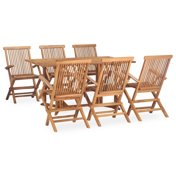 vidaXL Ensemble à manger d'extérieur pliable 7 Pièces Bois solide de teck