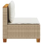 vidaXL Canapé de jardin sans accoudoirs coussins beige résine tressée