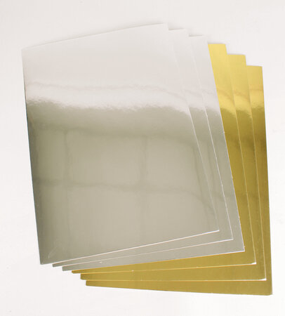 Papier cartonné fort a4 effet miroir doré argenté x6
