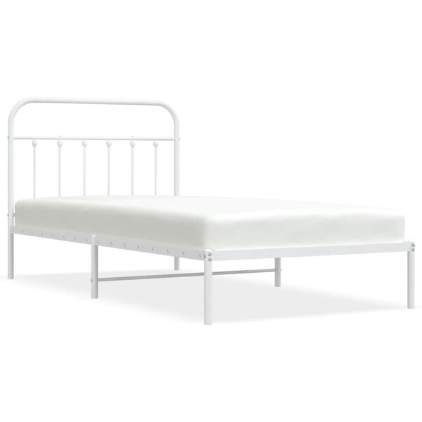 vidaXL Cadre de lit métal avec tête de lit blanc 107x203 cm