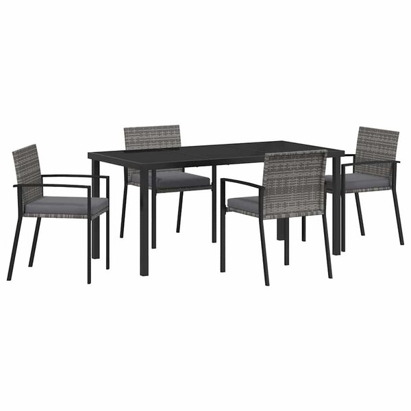 vidaXL Ensemble de salle à manger pour jardin 5 Pièces Gris Poly rotin