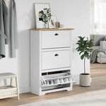 VidaXL Étagère à chaussures BODO blanc et marron 80x35x118 cm