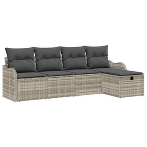 vidaXL Ensemble de canapé de jardin 5 Pièces Gris clair 231 x 117 x 85 cm