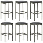vidaXL Ensemble de bar de jardin 7 Pièces et coussins Résine tressée Gris