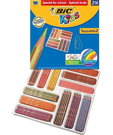 Class Pack de 216 crayons de couleur KIDS TROPICOLORS BIC