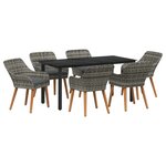vidaXL Ensemble de salle à manger pour jardin 7 Pièces Gris polyrotin