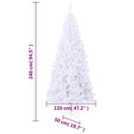 vidaXL Sapin de Noël artificiel L 240 cm Blanc
