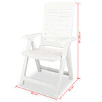 vidaXL Chaises inclinables de jardin 4 Pièces Plastique Blanc