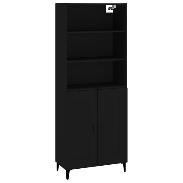 Vidaxl buffet haut noir bois d'ingénierie