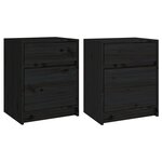 vidaXL Tables de chevet 2 Pièces Noir 40x31x50 cm Bois de pin massif