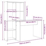 vidaXL Bureau Chêne fumé 138.5 x 55 x 143 cm Bois d'ingénierie