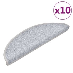 vidaXL Tapis d'escalier 10 pièces 56 x 17 x 3 cm Gris clair Demi-rond