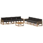 vidaXL Ensemble de canapés d'extérieur 9 Pièces Naturel et noir