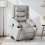 vidaXL Fauteuil inclinable de massage électrique Gris clair Tissu