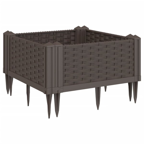 vidaXL Jardinière avec piquets marron 42 5x42 5x28 5 cm PP