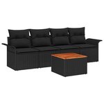 vidaXL Ensemble de canapé de jardin 5 Pièces Noir Poly rotin