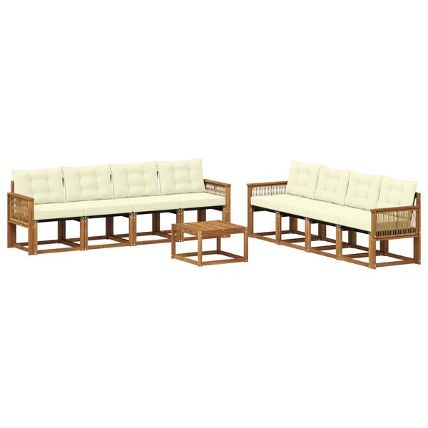 vidaXL Ensemble de canapés d'extérieur 9 pc Naturel et Crème
