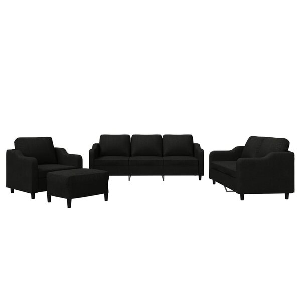 vidaXL Ensemble de canapés 4 Pièces avec coussins Noir Tissu