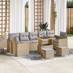 vidaXL Ensemble de canapé de jardin 10 Pièces Beige polyrotin