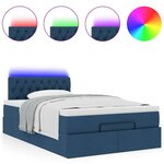 vidaXL Lit ottoman avec matelas et LED bleu 120x190 cm tissu