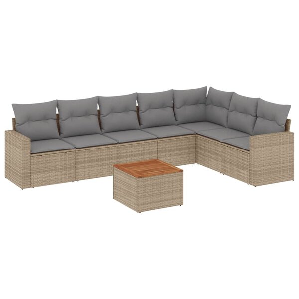 vidaXL Salon de jardin avec coussins 8Pièces mélange beige résine tressée