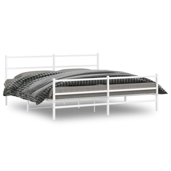 vidaXL Cadre de lit métal sans matelas et pied de lit blanc 193x203 cm