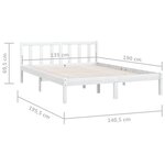 vidaXL Cadre de lit Blanc Bois de pin massif 135x190 cm Double