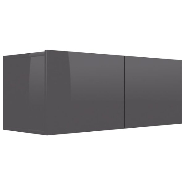 vidaXL Meuble TV Gris brillant 80x30x30 cm Aggloméré