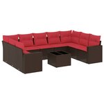 vidaXL Salon de jardin 10 Pièces avec coussins marron résine tressée
