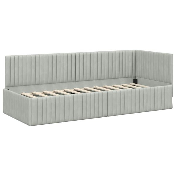 vidaXL Cadre de lit d'angle Gris clair 80 x 200 cm Velours