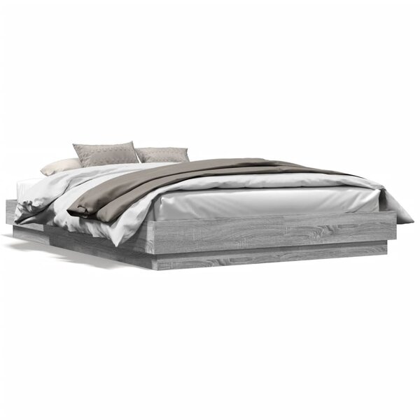 vidaXL Cadre de lit sans matelas sonoma gris 160x200 cm